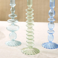 Hand-Blown Glass Taper Candlestick Candleholders (Set of 5)