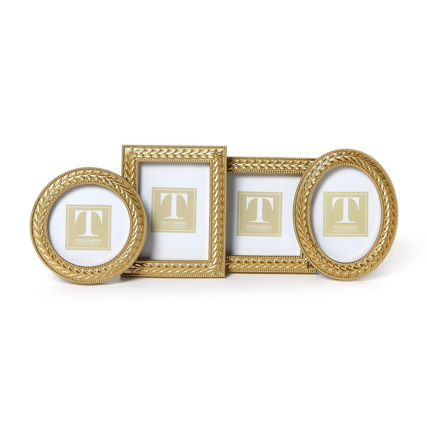 Laurel Wreath Gold Photo Frames (Set of 4)