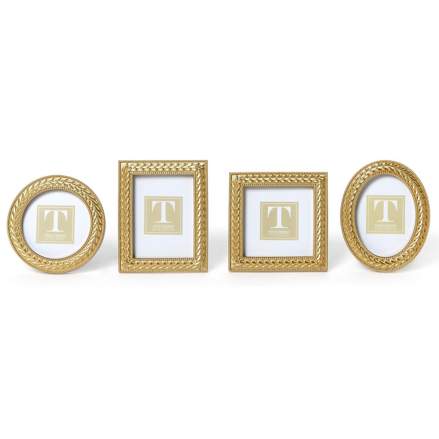 Laurel Wreath Gold Photo Frames (Set of 4)
