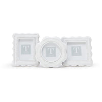 Scalloped White Rattan Weave Photo Frames (Set of 3)