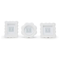 Scalloped White Rattan Weave Photo Frames (Set of 3)