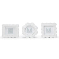 Scalloped White Rattan Weave Photo Frames (Set of 3)