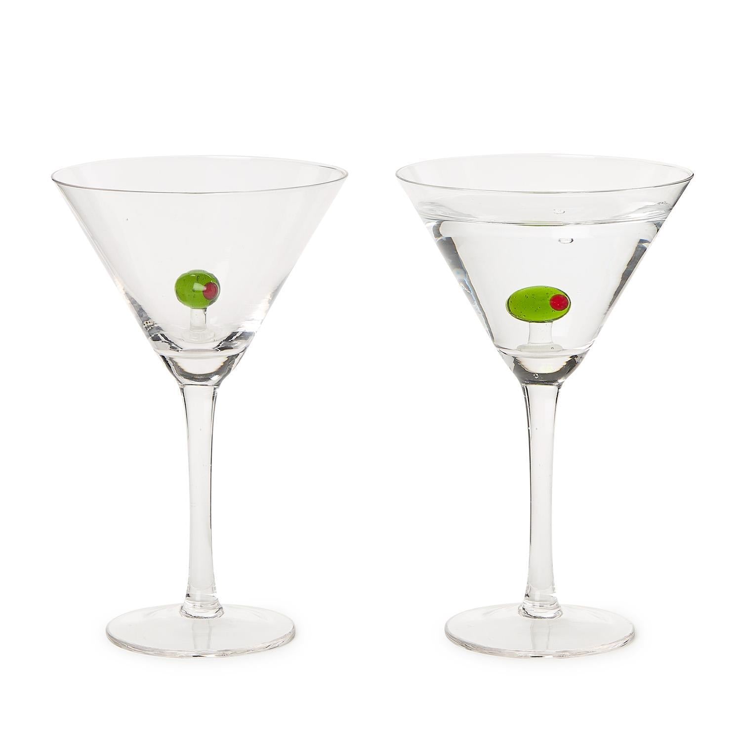 Martini Glass with Olive (Set of 2)