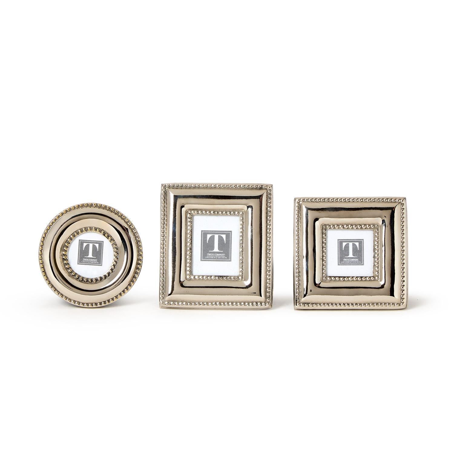 Silver Bead Mini Photo Frames (Set of 3)
