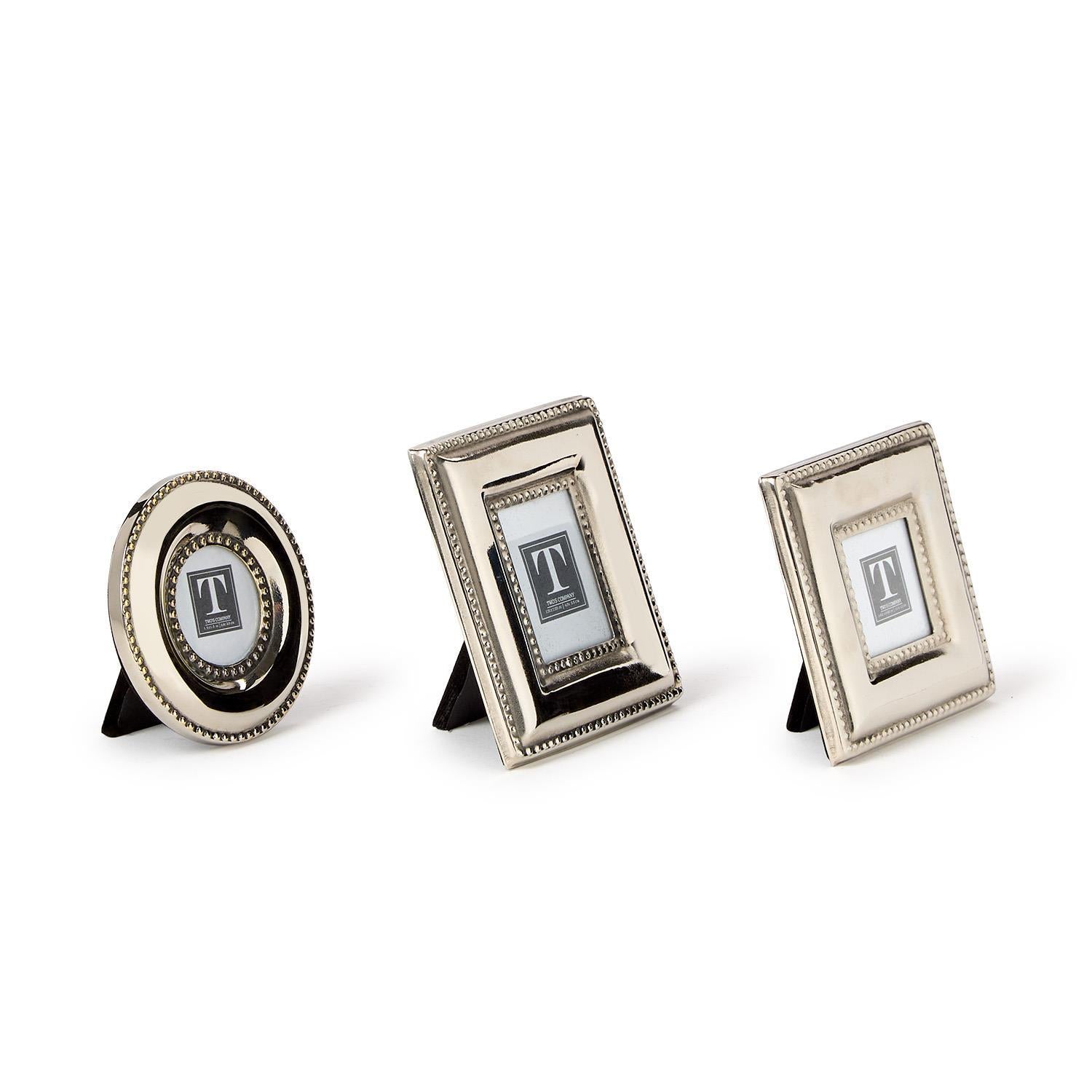 Silver Bead Mini Photo Frames (Set of 3)