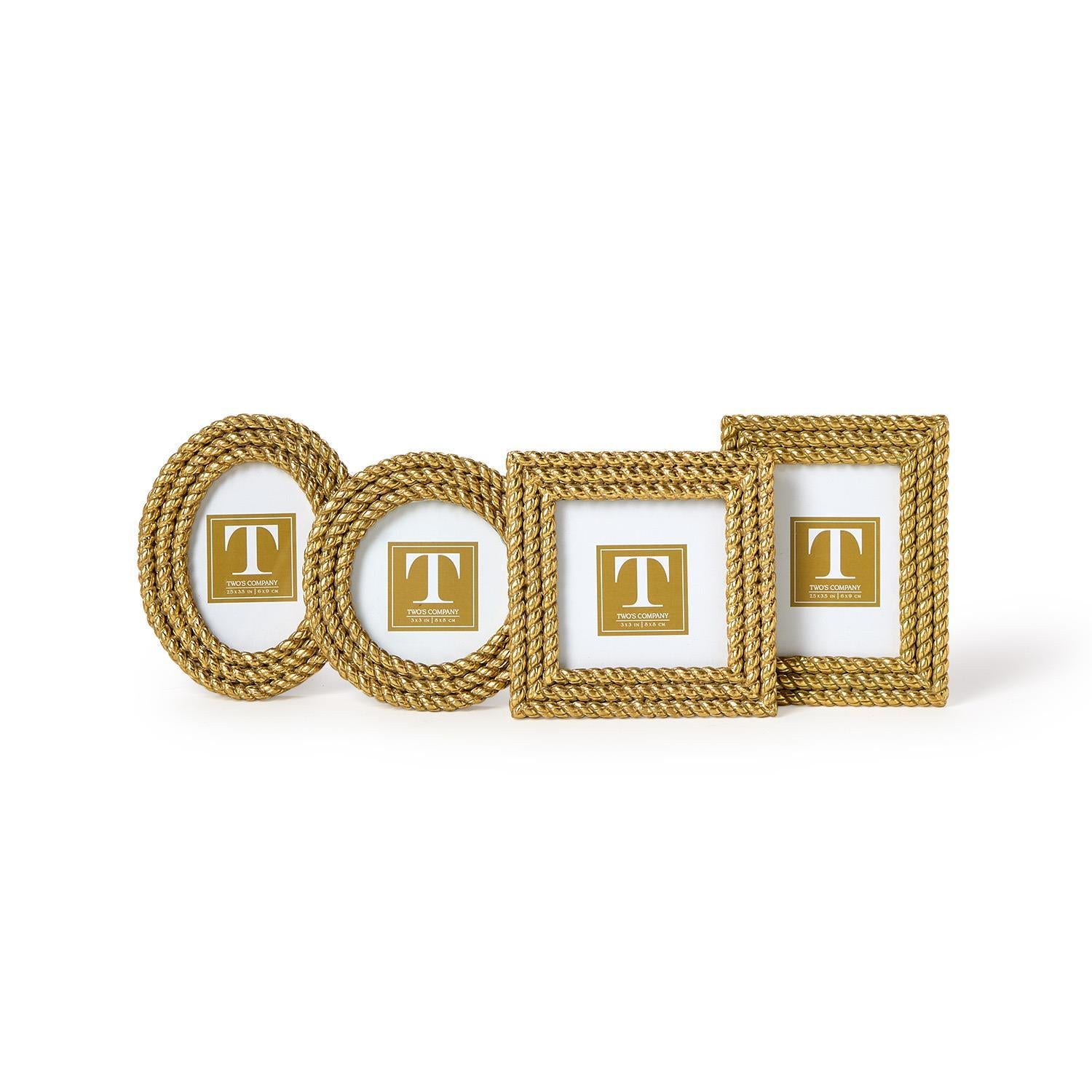 Gold Rope Mini Photo Frames (Set of 4)