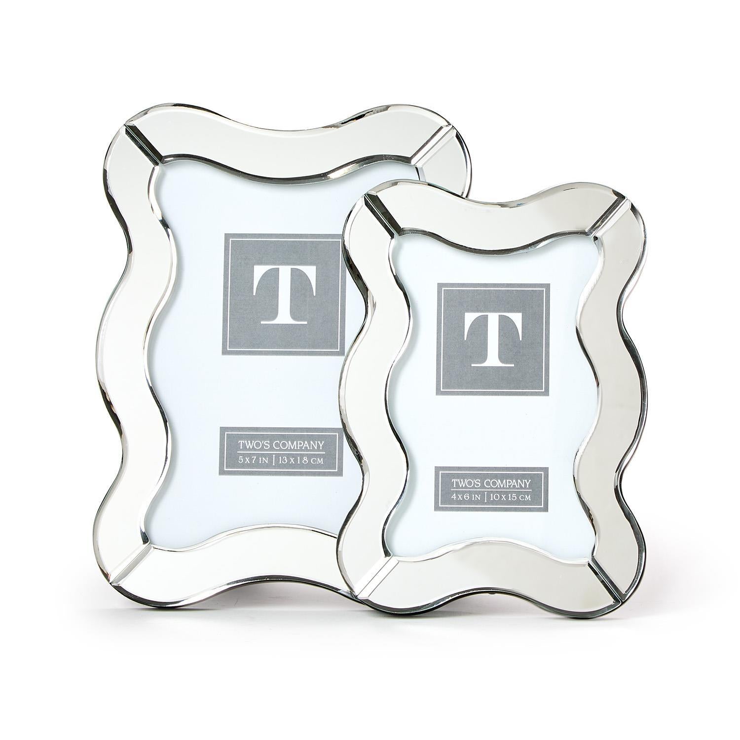 Scalloped Cut Mirror Photo Frames (Set of 2)
