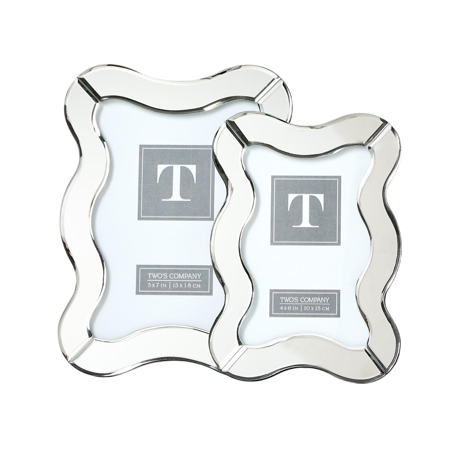 Scalloped Cut Mirror Photo Frames (Set of 2)