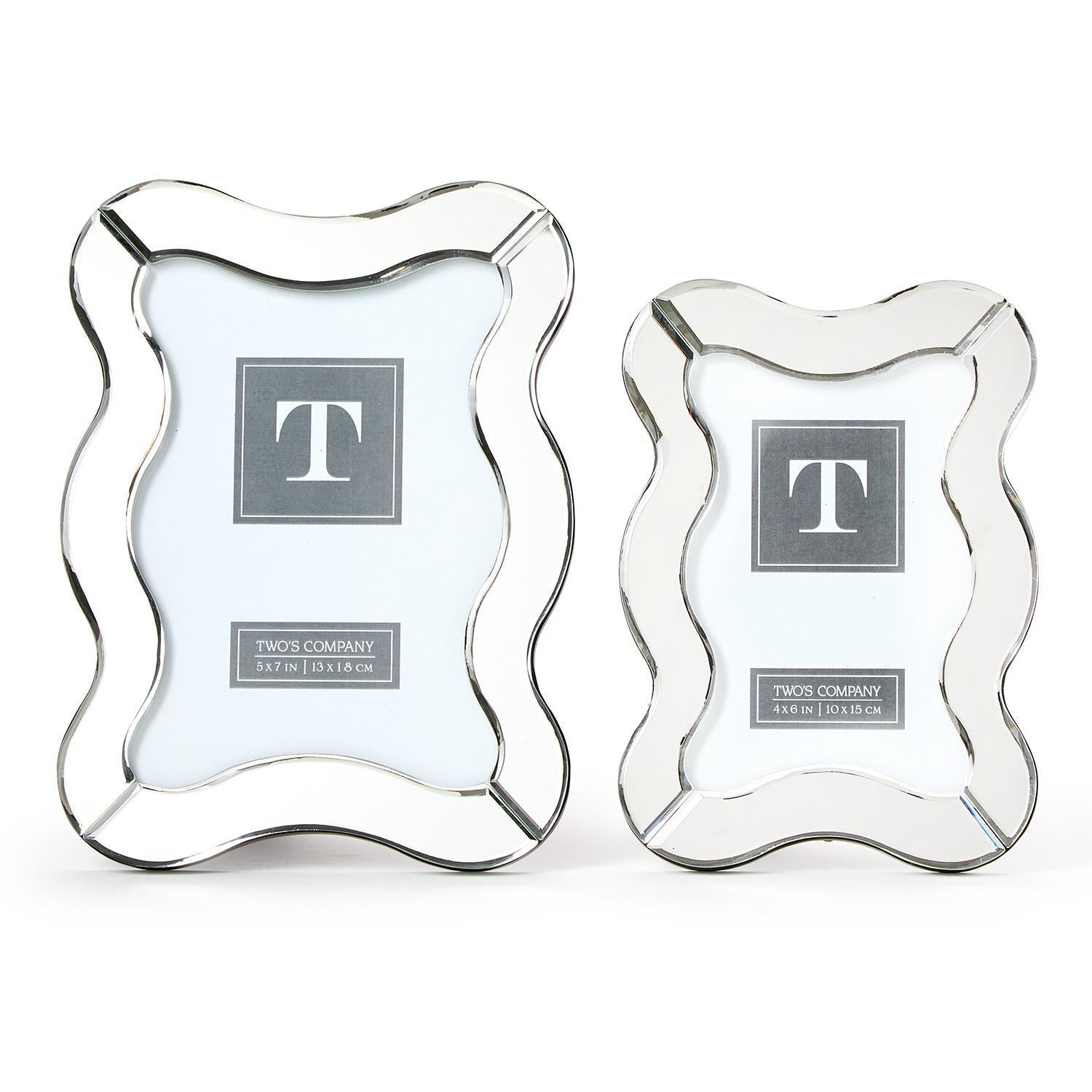 Scalloped Cut Mirror Photo Frames (Set of 2)