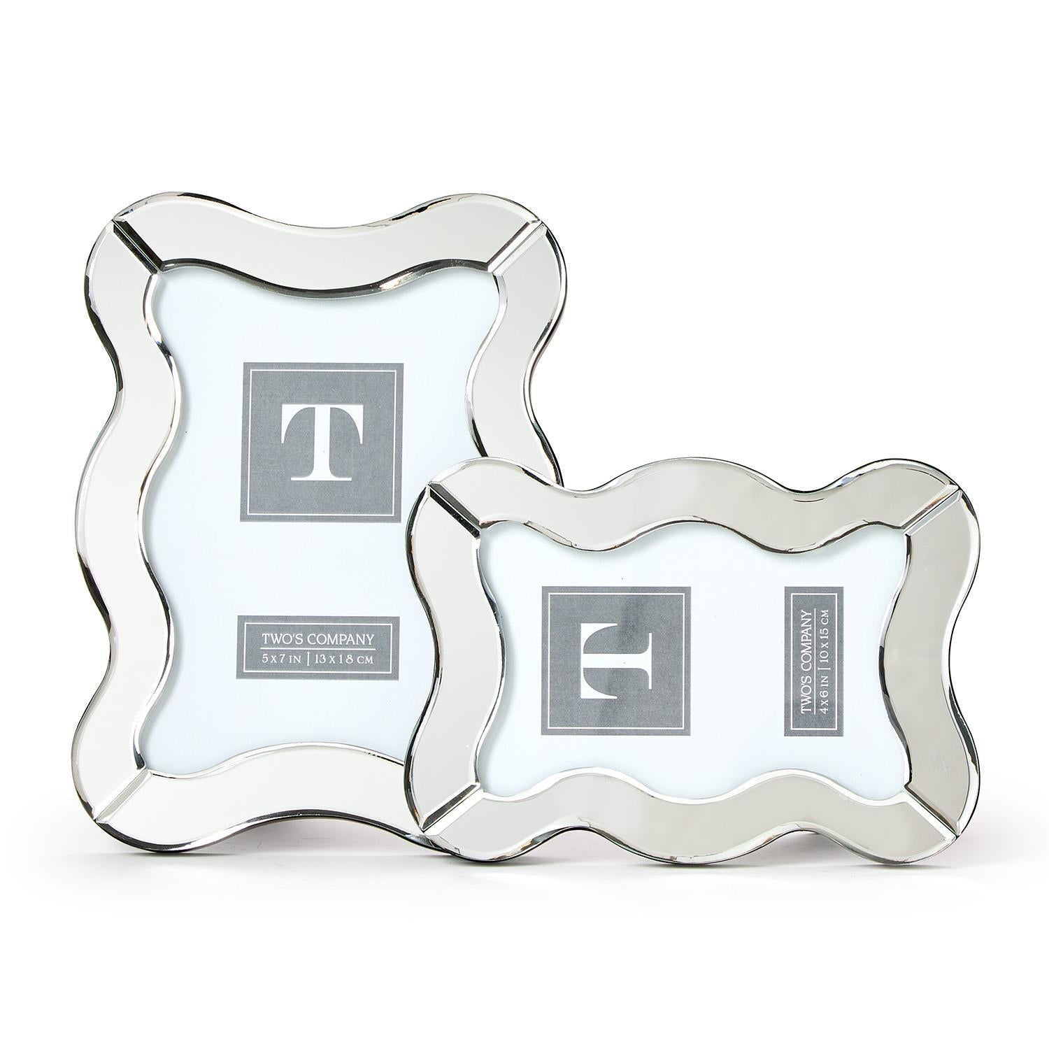 Scalloped Cut Mirror Photo Frames (Set of 2)