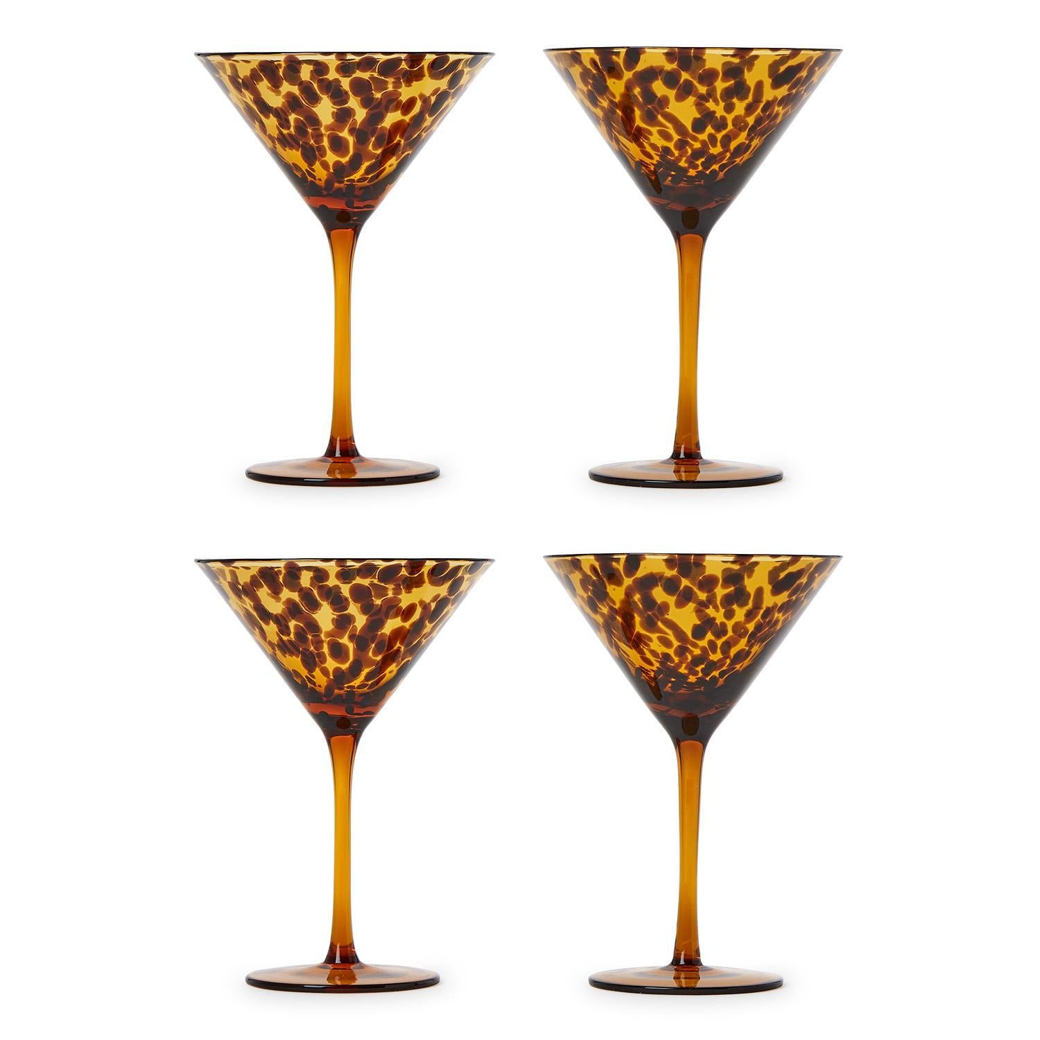 Tortoise Print Martini Glass (Set of 4)