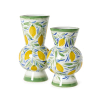 Hand-Painted Lemon Vases (Set of 2)