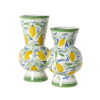 Hand-Painted Lemon Vases (Set of 2)