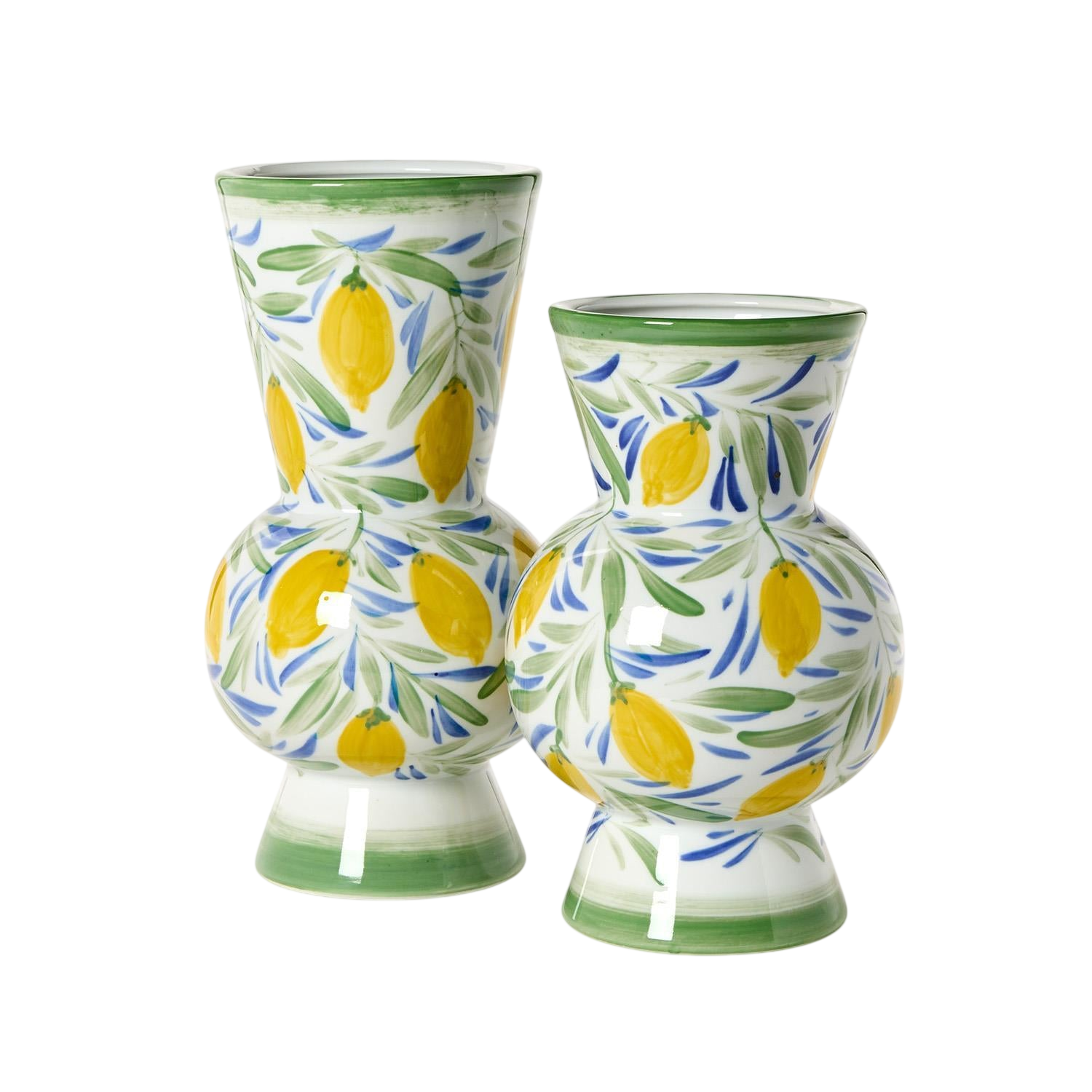 Hand-Painted Lemon Vases (Set of 2)