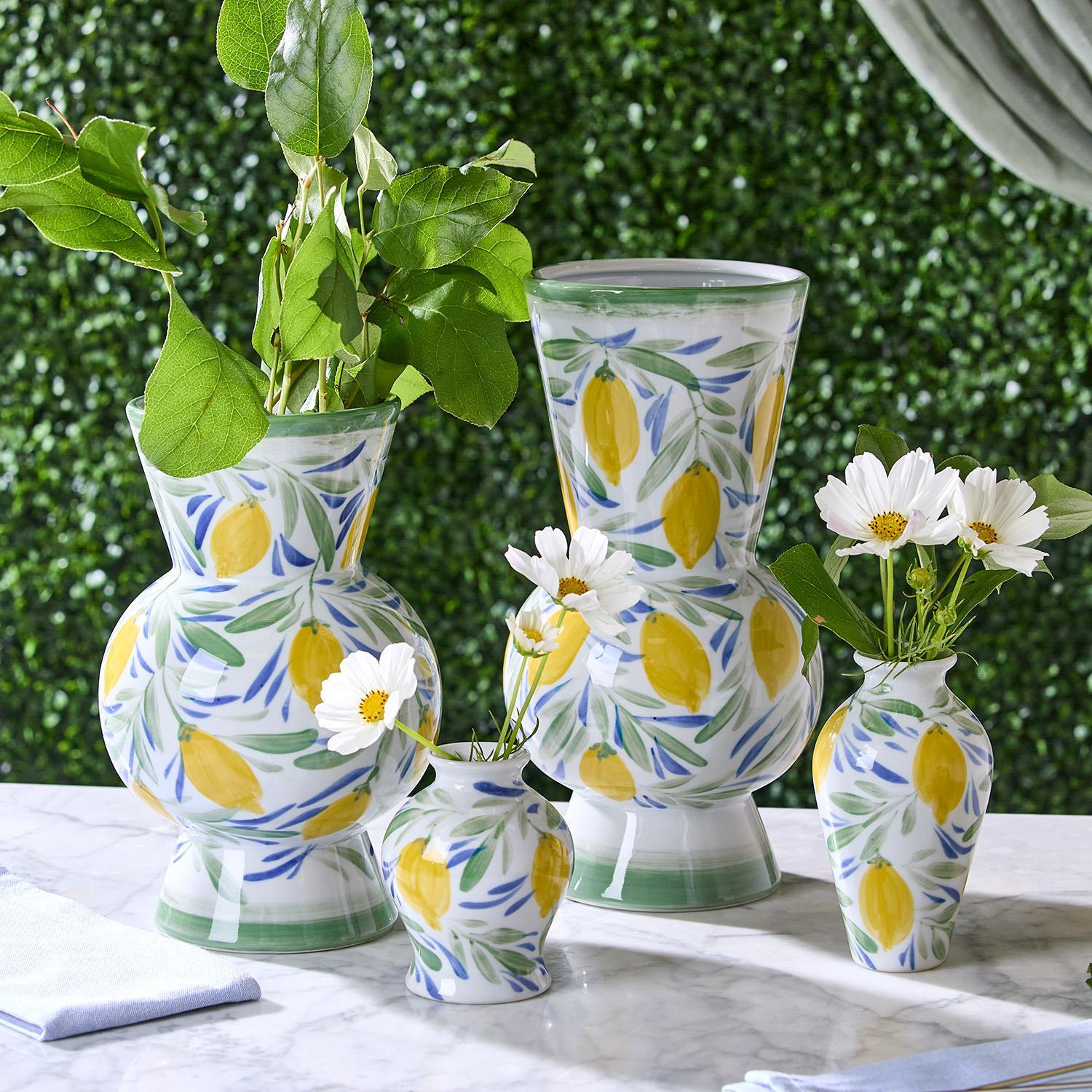 Hand-Painted Lemon Vases (Set of 2)