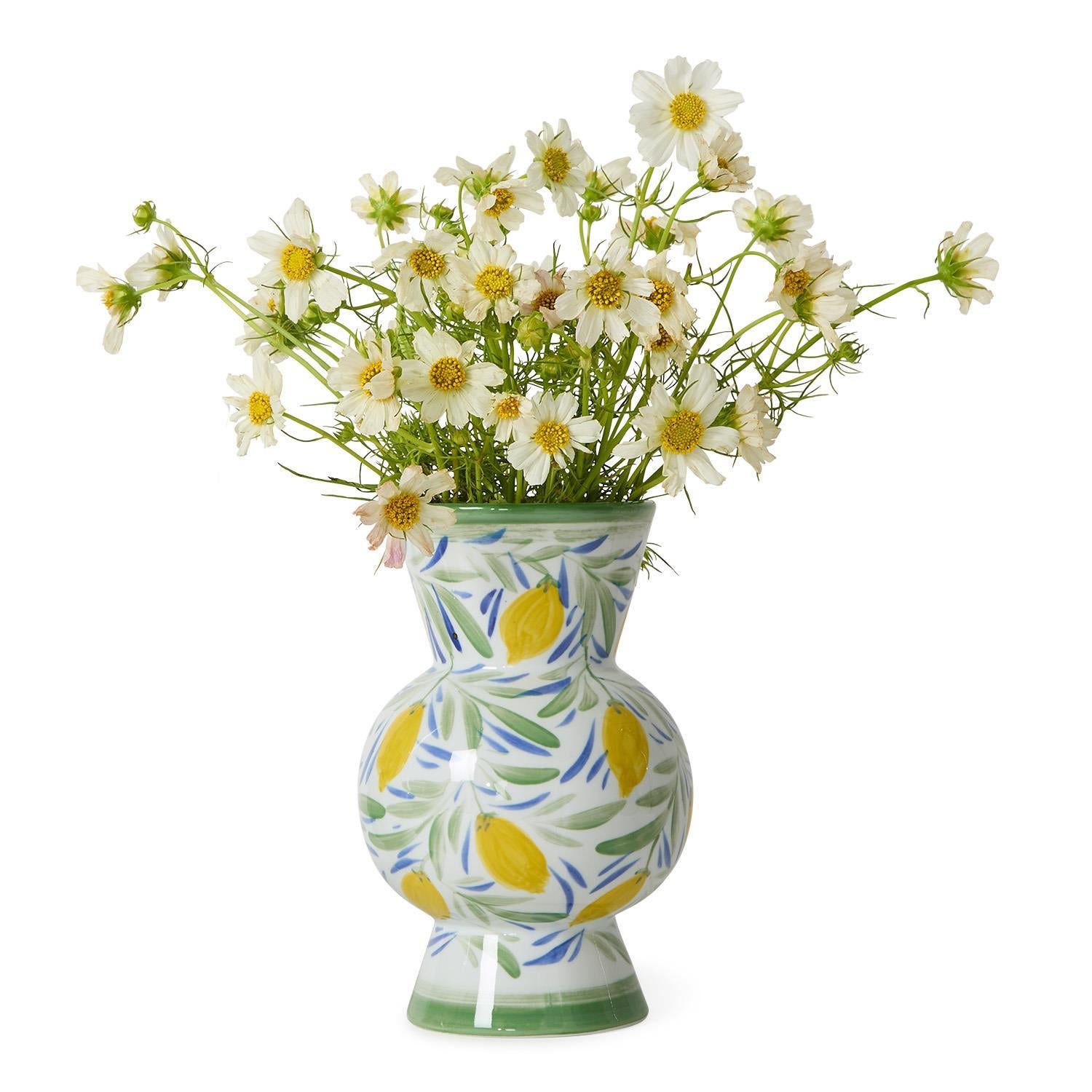 Hand-Painted Lemon Vases (Set of 2)
