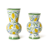 Hand-Painted Lemon Vases (Set of 2)