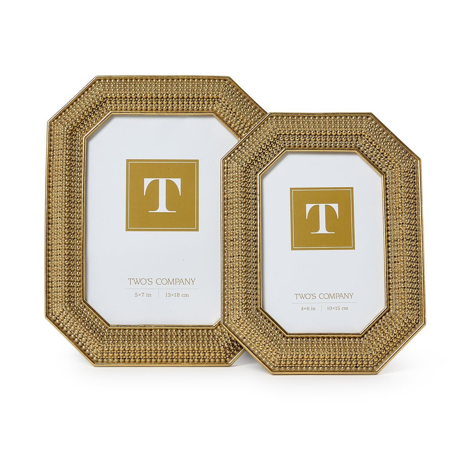 Gold Beaded Photo Frames (Set of 2)