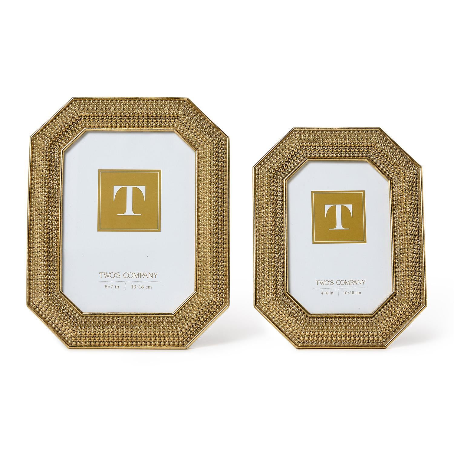 Gold Beaded Photo Frames (Set of 2)