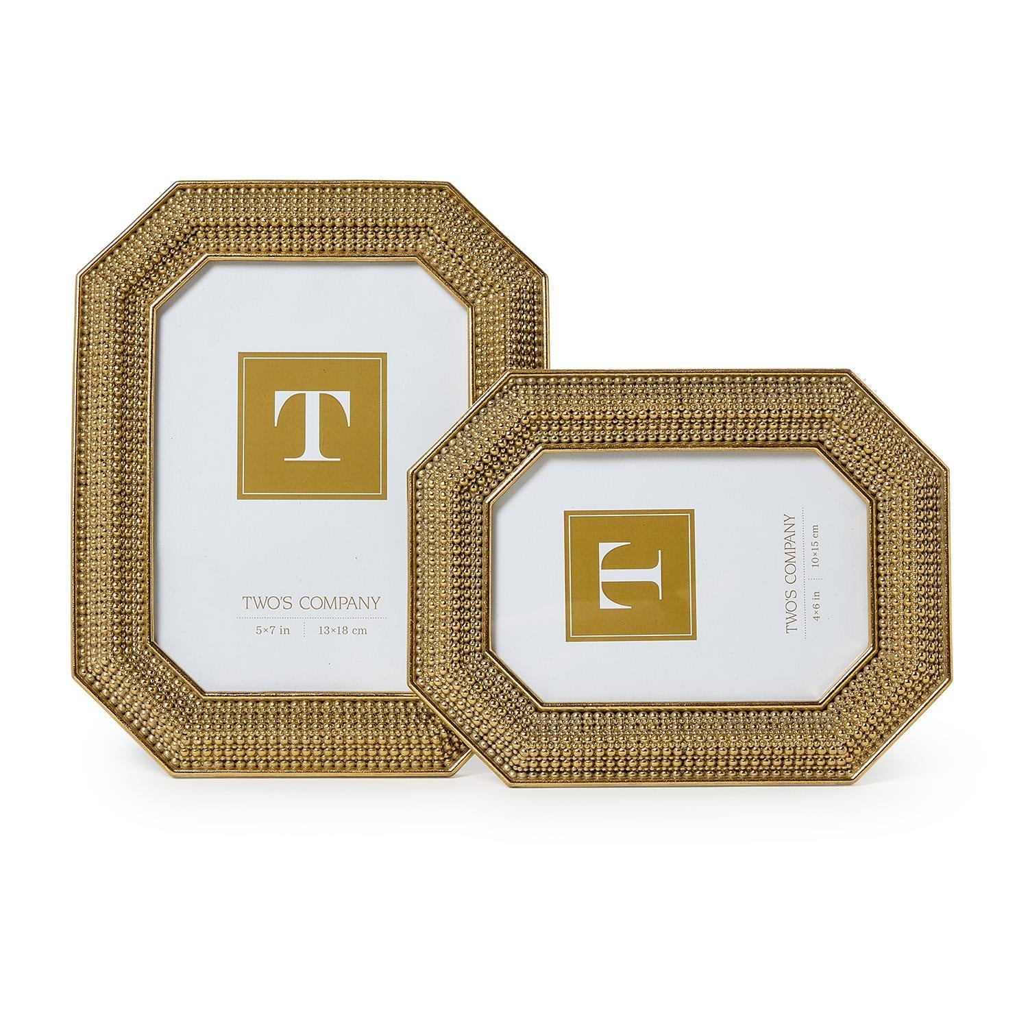 Gold Beaded Photo Frames (Set of 2)