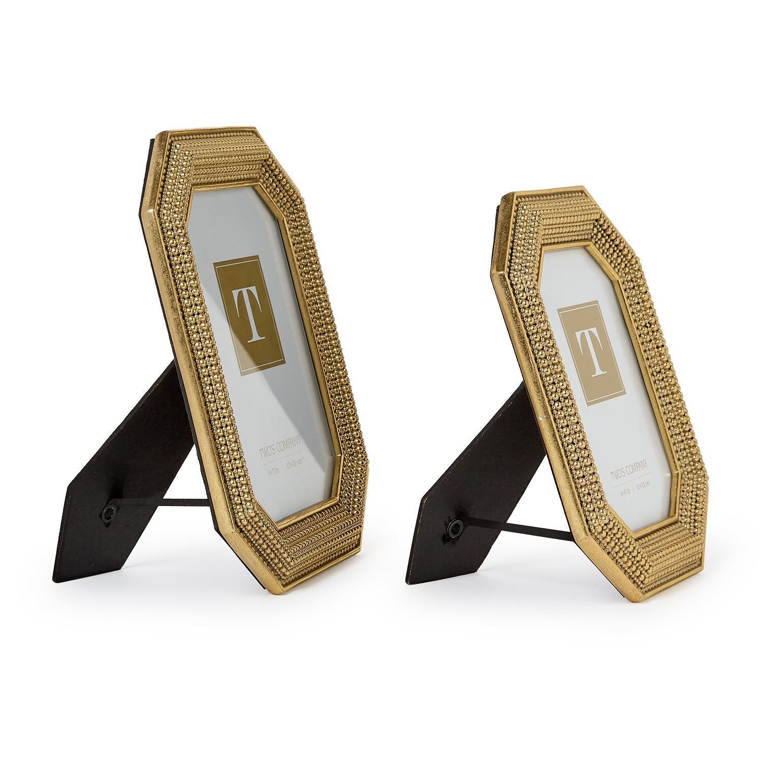 Gold Beaded Photo Frames (Set of 2)