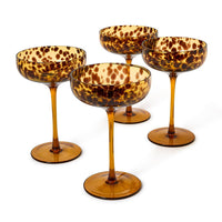 Tortoise Print Coupe Glasses (Set of 4)