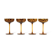 Tortoise Print Coupe Glasses (Set of 4)