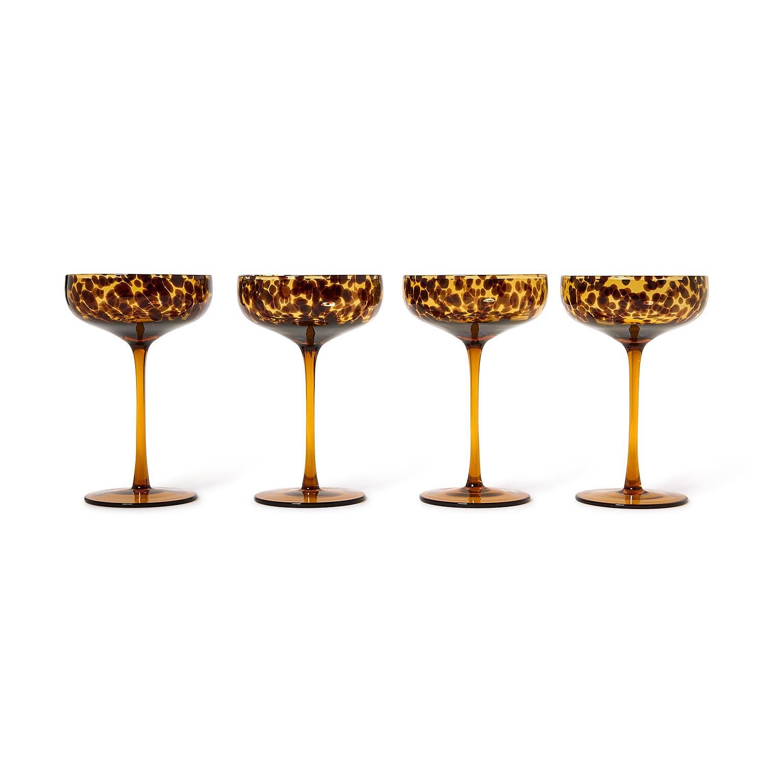 Tortoise Print Coupe Glasses (Set of 4)