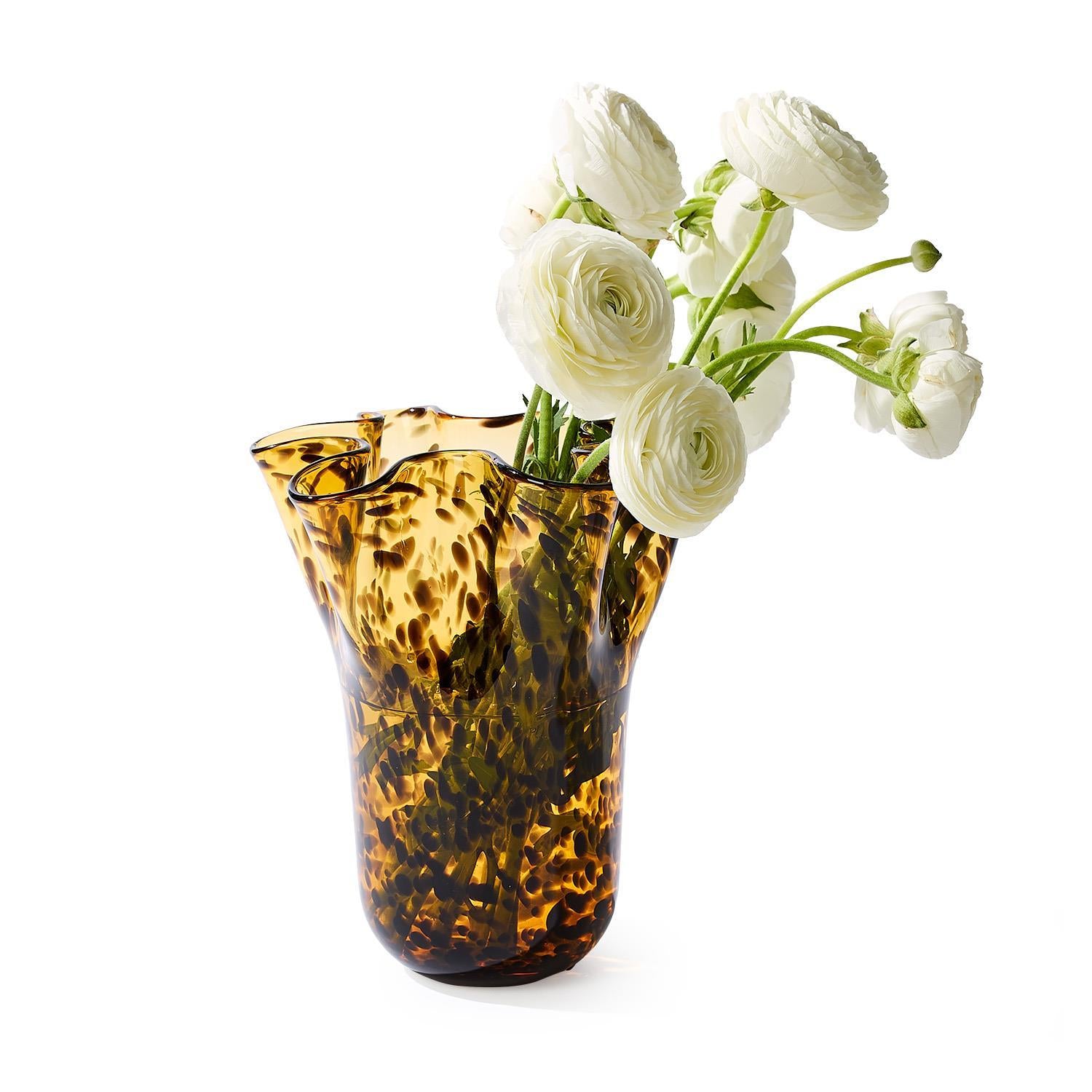 Tortoise Print Flare Hand-Blown Vase