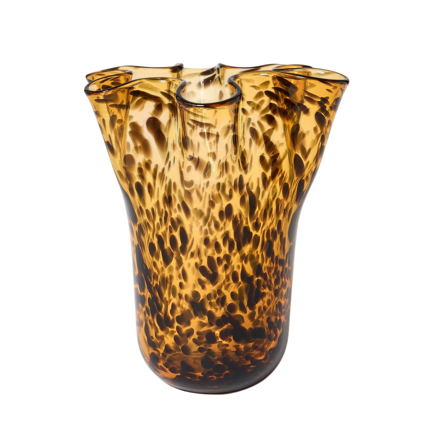 Tortoise Print Flare Hand-Blown Vase