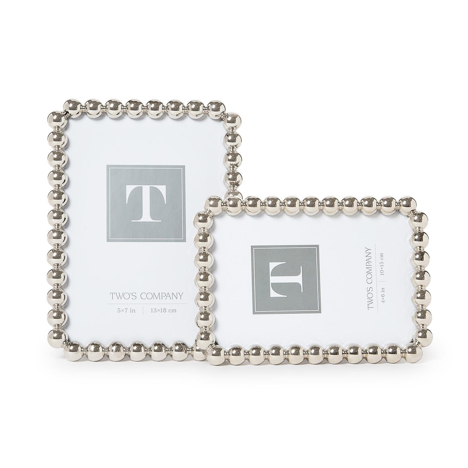 Silver Metallic Ball Photo Frames (Set of 2)