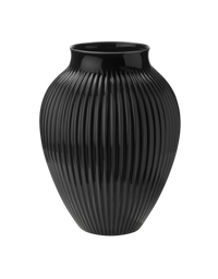 Knabstrup Vase, Black Porcelain, Grooves