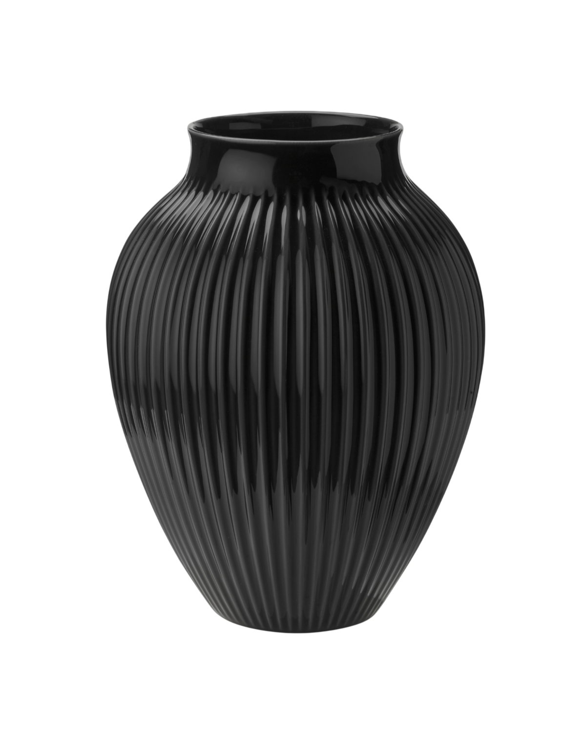 Knabstrup Vase, Black Porcelain, Grooves