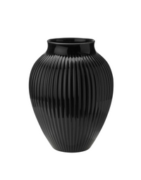 Knabstrup Vase, Black Porcelain, Grooves