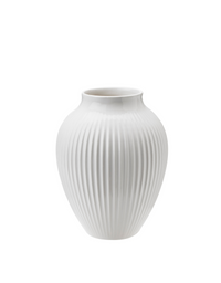Knabstrup Vase, White Porcelain, Grooves