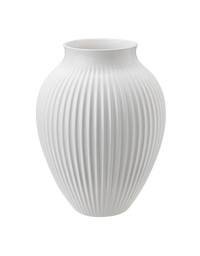 Knabstrup Vase, White Porcelain, Grooves