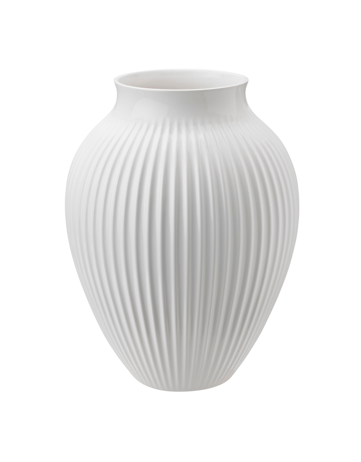 Knabstrup Vase, White Porcelain, Grooves