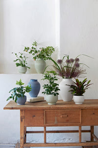 Knabstrup Flowerpot with Grooves, White
