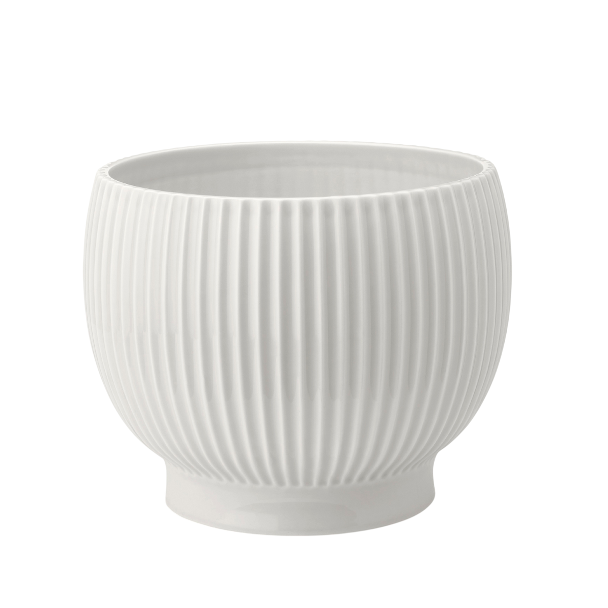 Knabstrup Flowerpot with Grooves, White