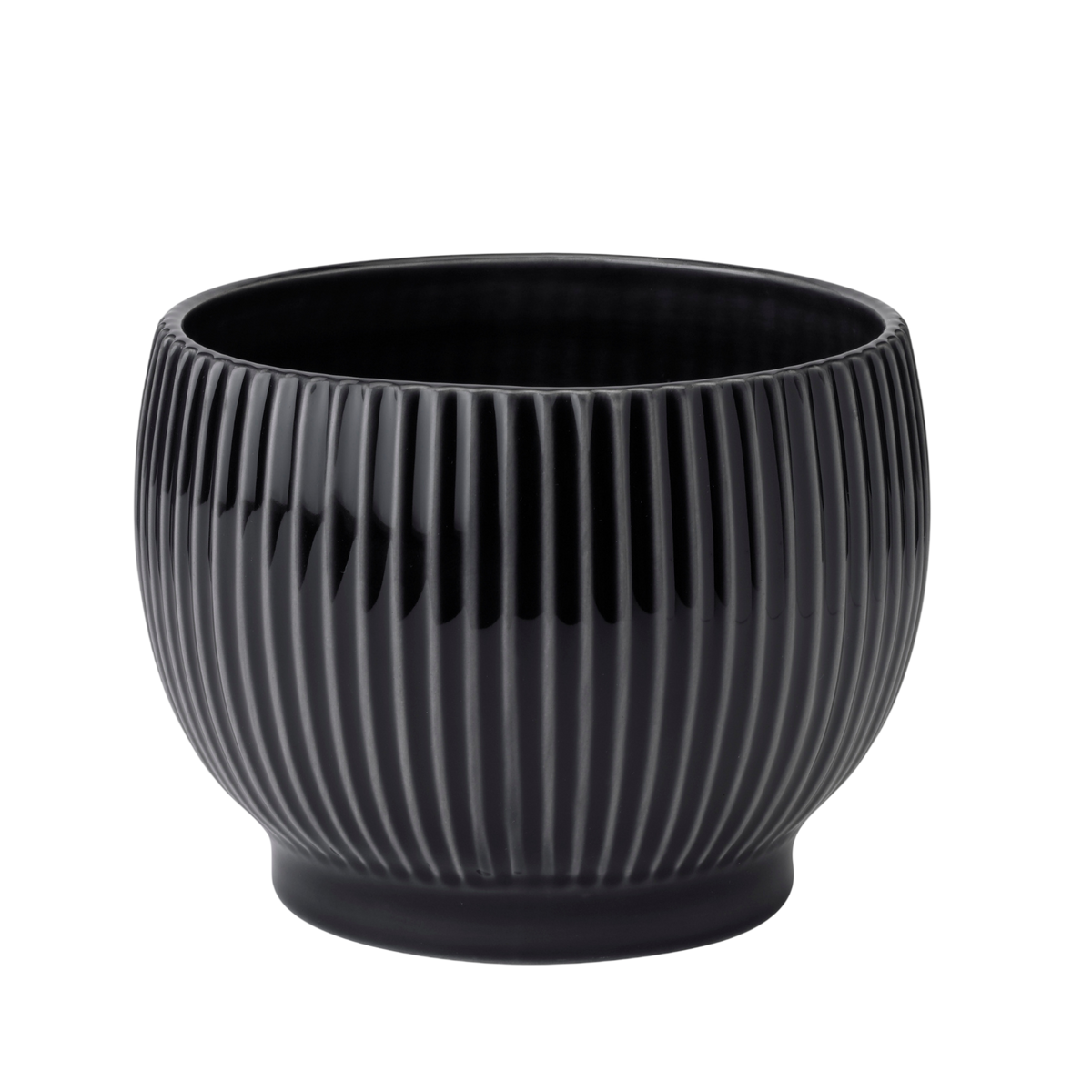 Knabstrup Flowerpot with Grooves, Black