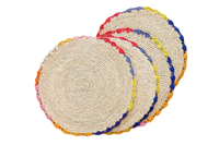 Aura raffia tabletop, colorful edge placemat