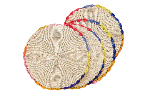 Aura raffia tabletop, colorful edge placemat
