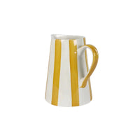 Handpainted Stoneware Stripe Pitcher - Yellow