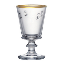Gold-Rim Bee Wine Glasses — Set of 4