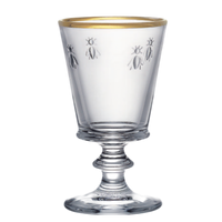 Gold-Rim Bee Wine Glasses — Set of 4