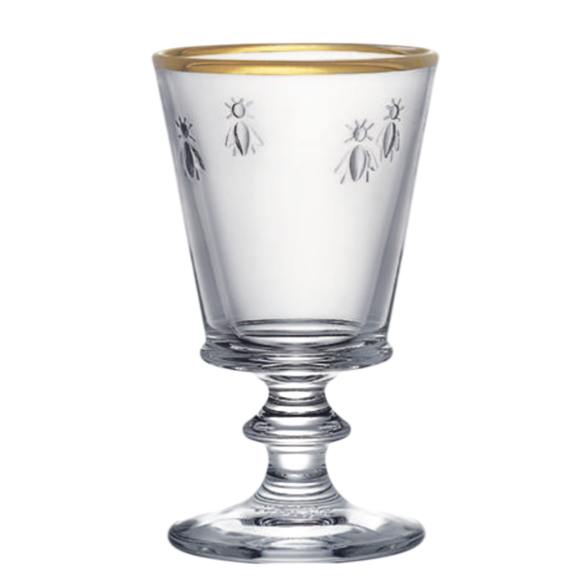 Gold-Rim Bee Wine Glasses — Set of 4