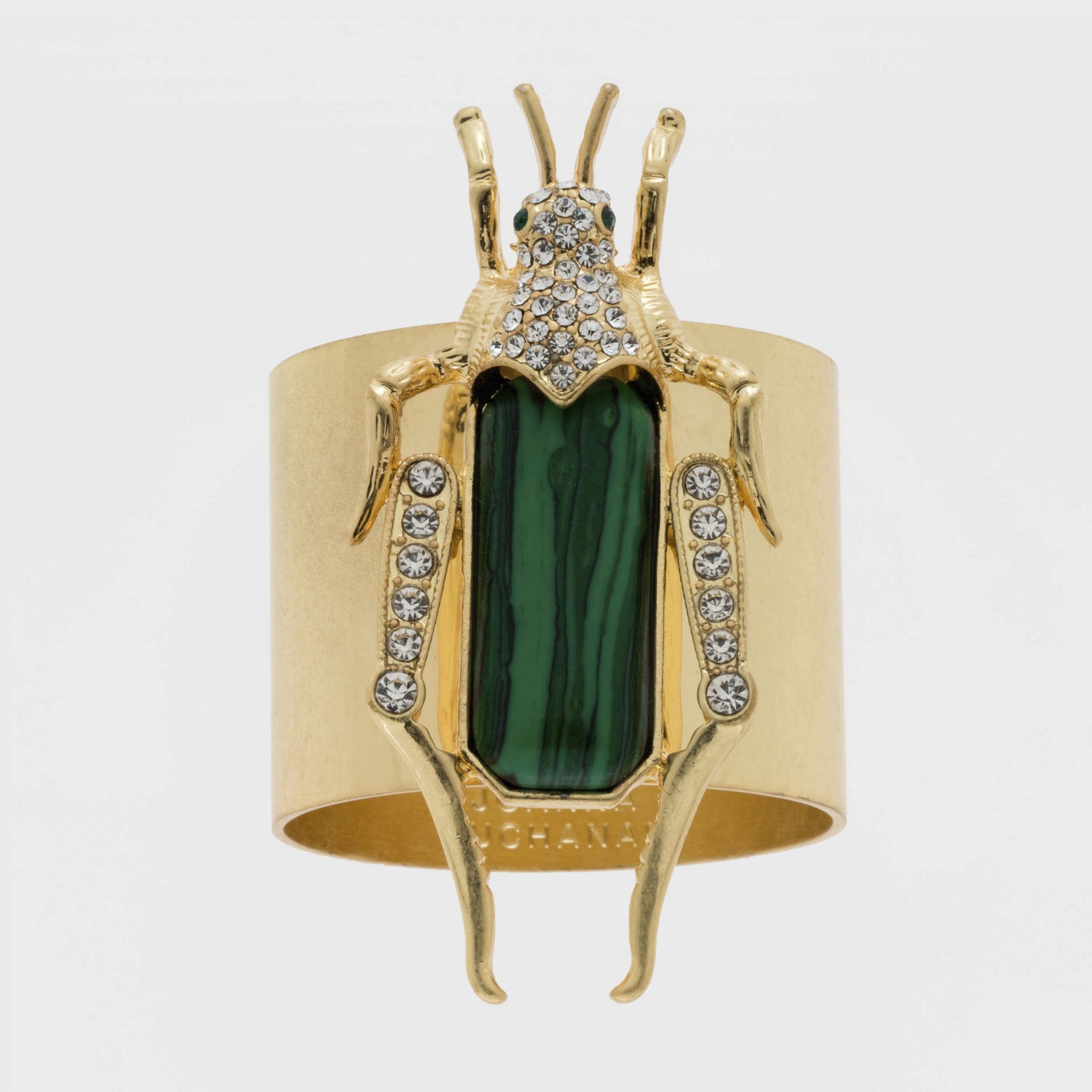 Grasshopper Napkin Rings - Faux Malachite (Set of 2)