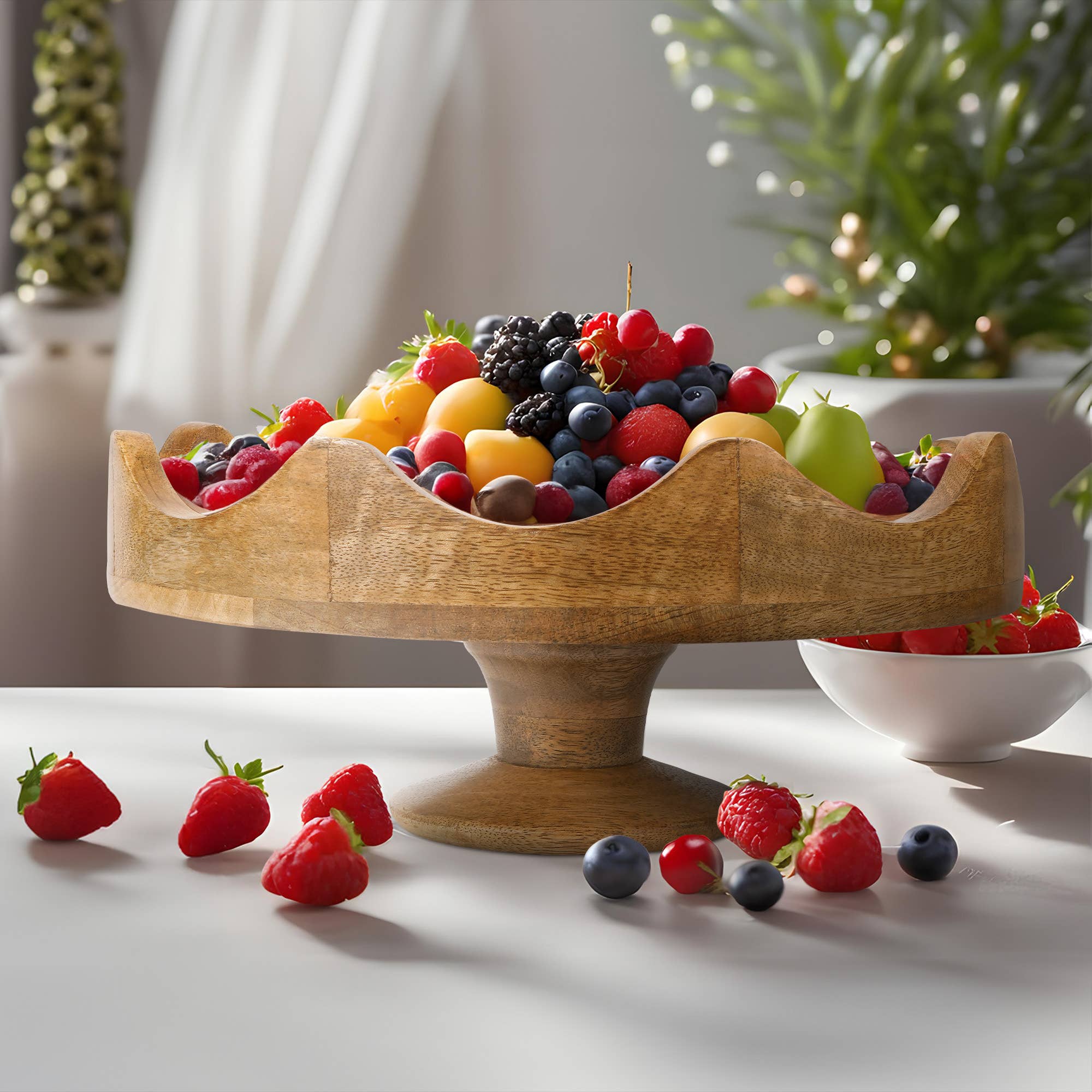 Mela Artisans Scalloped Pedestal Fruit Stand
