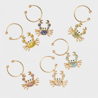 Crab Wine Charms - Rainbow