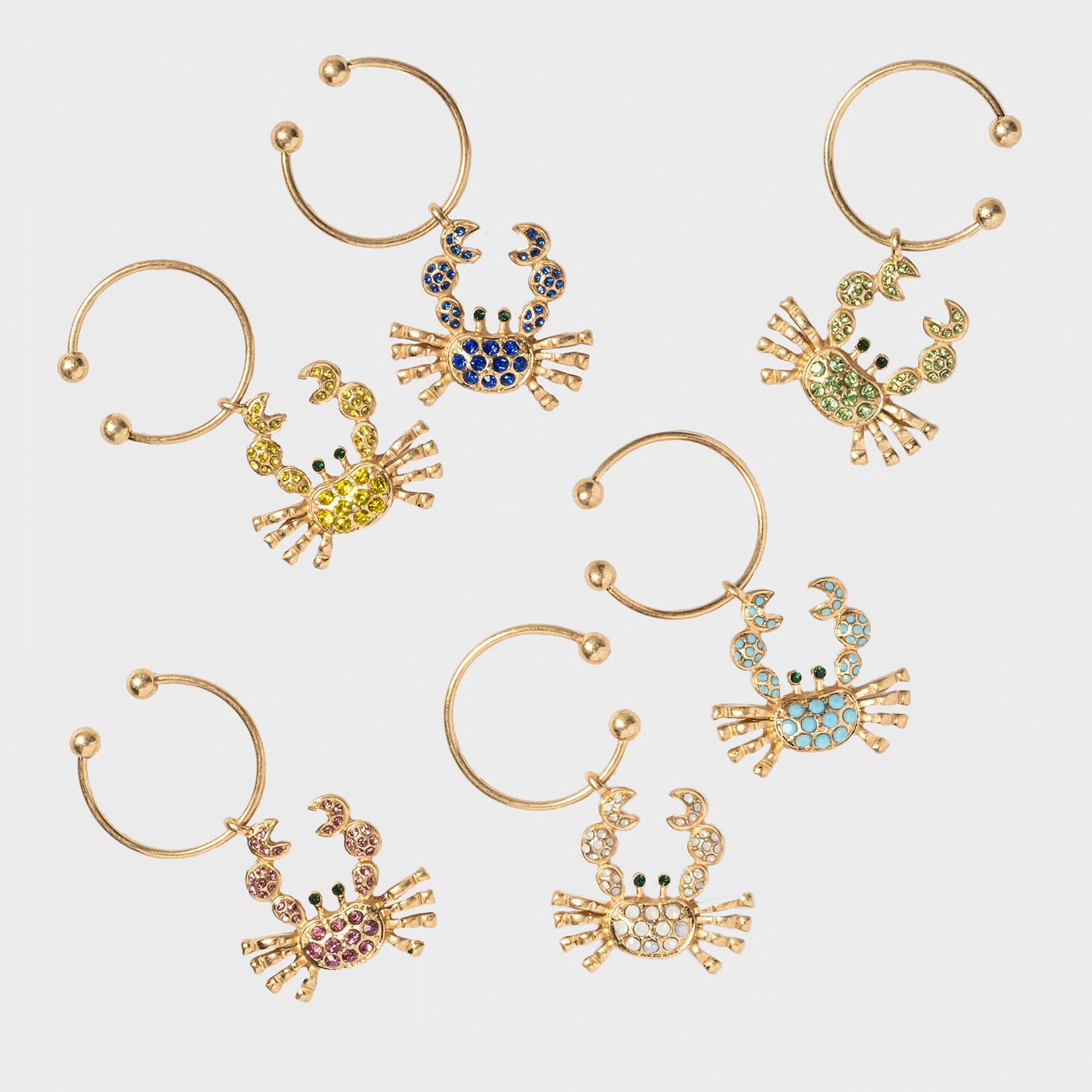Crab Wine Charms - Rainbow